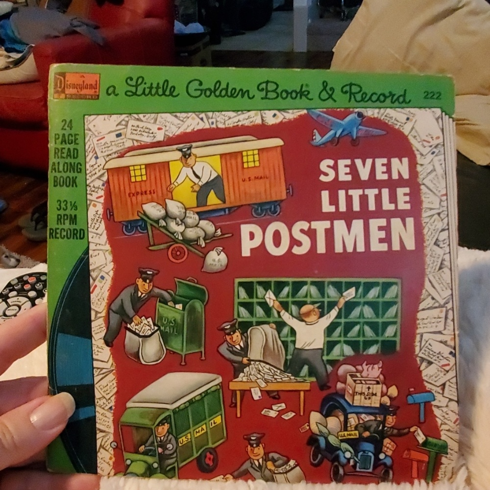 RARE VINTAGE GOLDEN BOOKS 7 Little PostMen ReadAlong/Record = VINTAGE